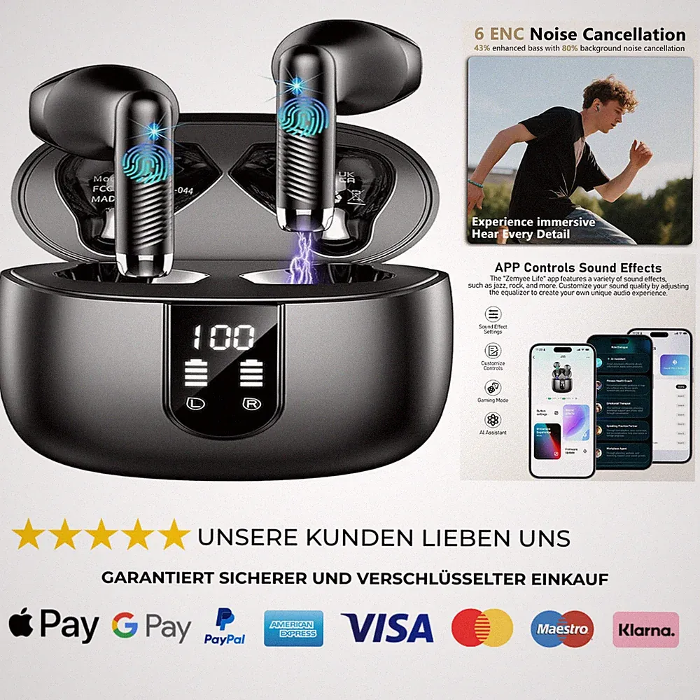 Bluetooth Kopfhörer 5.4 6D Bass In Ear 56 Std Akku