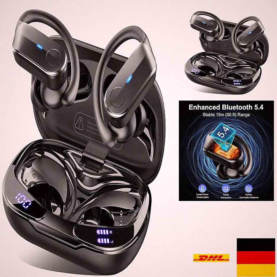 Bluetooth Kopfhörer 5.4 Sport 70 Std. Marathon-Laufzeit mit 4 Mikrofonen