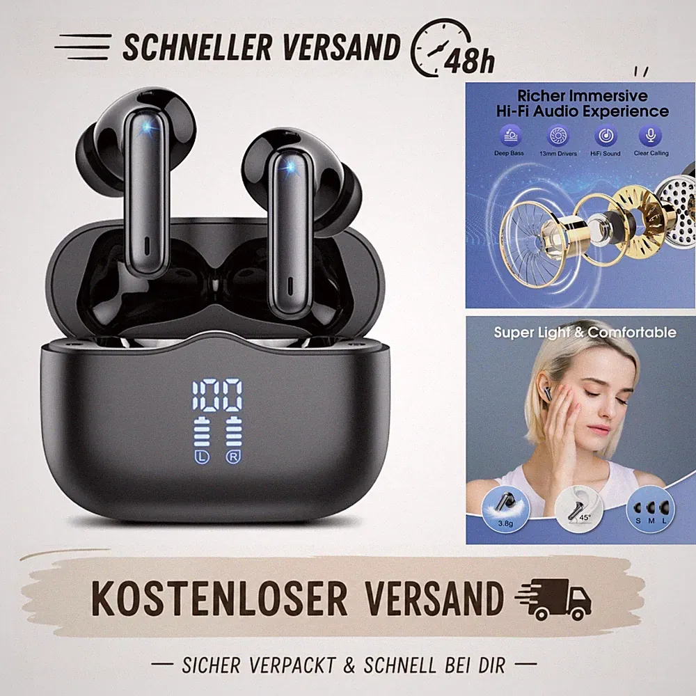 Bluetooth Kopfhörer A97 Pro, Kabellos mit ENC und 40 Std Spielzeit