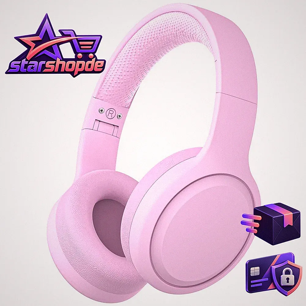 Bluetooth-Kopfhörer Faltbar Kabellos Stereo-Sound 10h Spielzeit Rosa Kinder