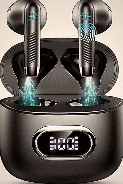 Bluetooth Kopfhörer In Ear 42h Spielzeit IP7 LED Display für Sport Freizeit Akku