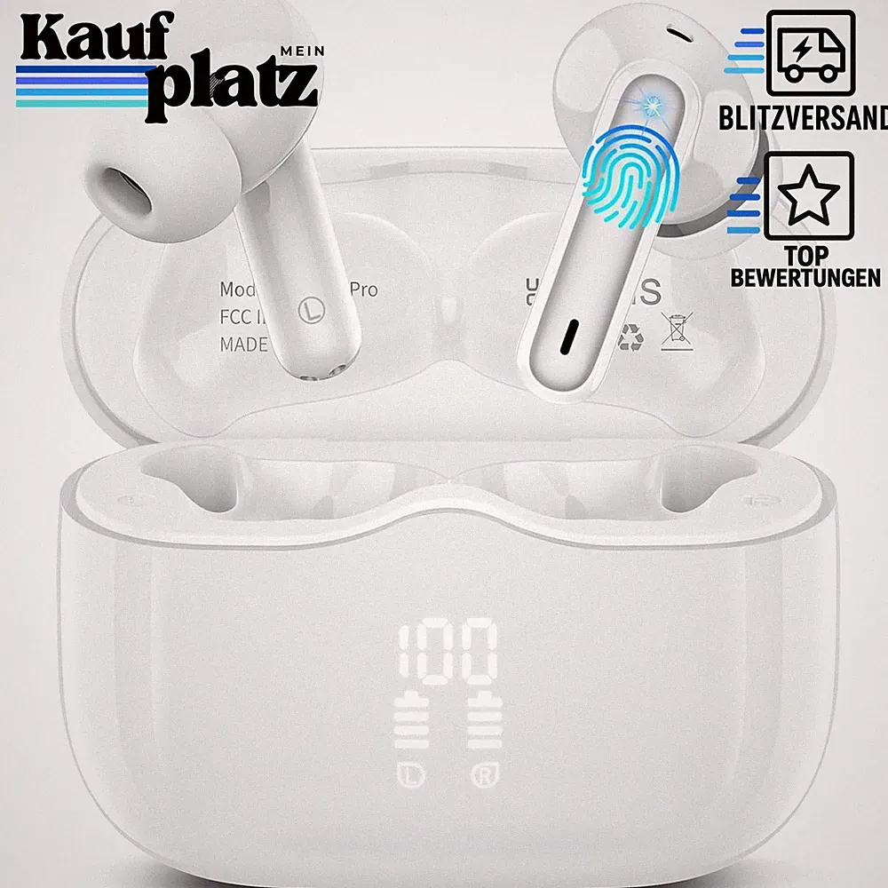 Bluetooth Kopfhörer In Ear 5.4 mit 4 ENC Noise Cancelling Mic 40Std IP7 Weiß