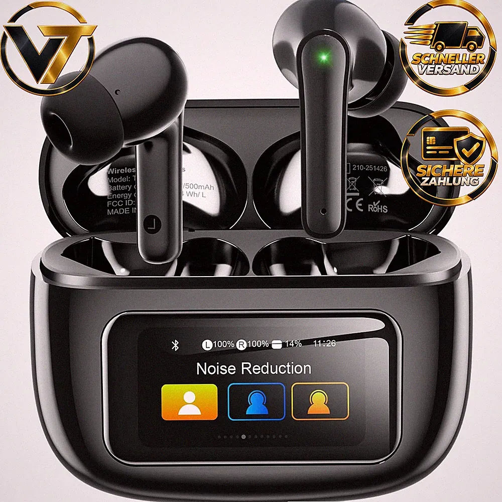 Bluetooth Kopfhörer In Ear 5.4 mit Touchscreen Display kabellos Musik hören