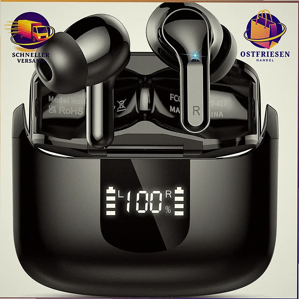 Bluetooth Kopfhörer In Ear 6D-Stereo Kabellos 56Std Bass Noise Cancelling IP-X7