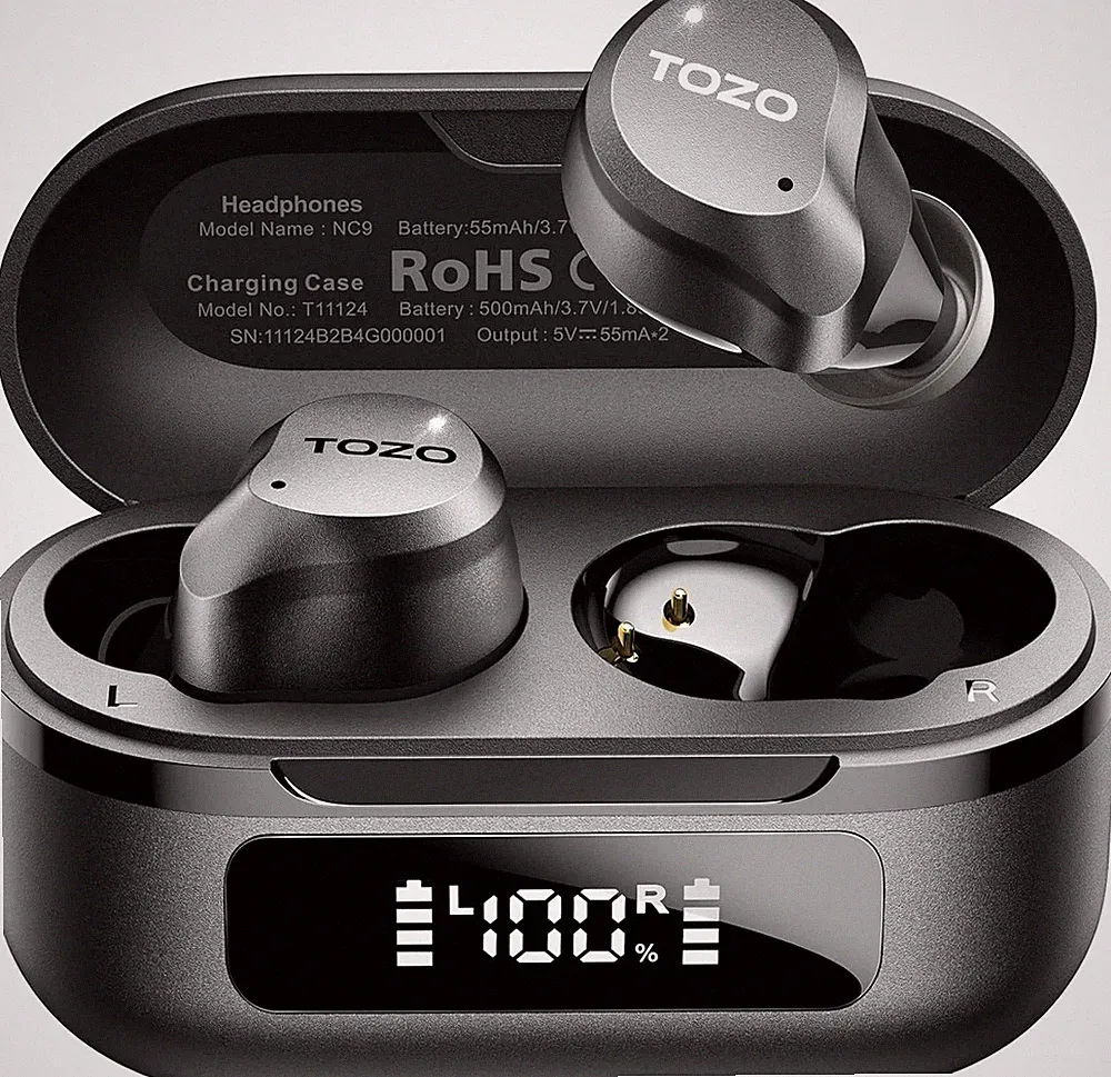 Bluetooth Kopfhörer In Ear Hybrid ANC 45dB 6 Mikrofone 60 Std TOZO NC9