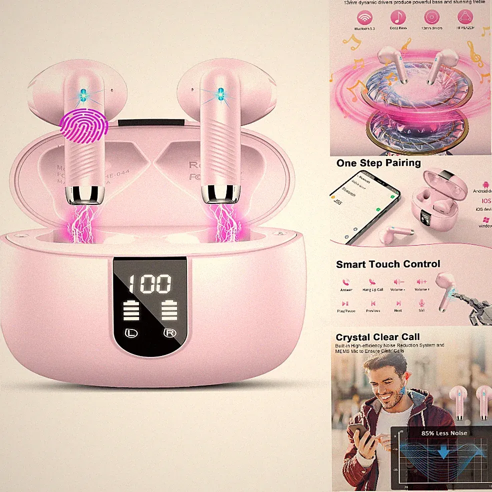 Bluetooth Kopfhörer In Ear Kabellos 4 Mikrofone ENC 48 Std Akkulauf