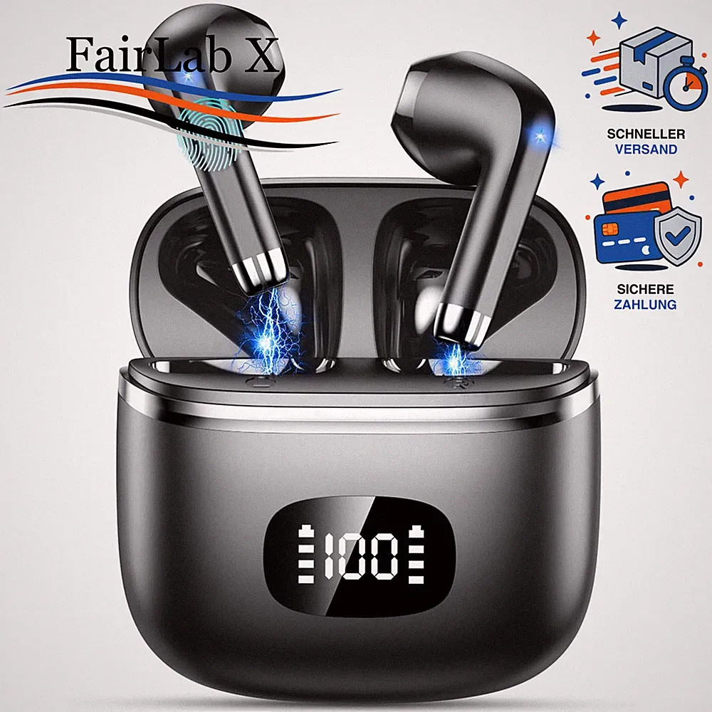 Bluetooth Kopfhörer In Ear Kabellos 5.3 HiFi Stereo Noise Cancelling 40H Sport