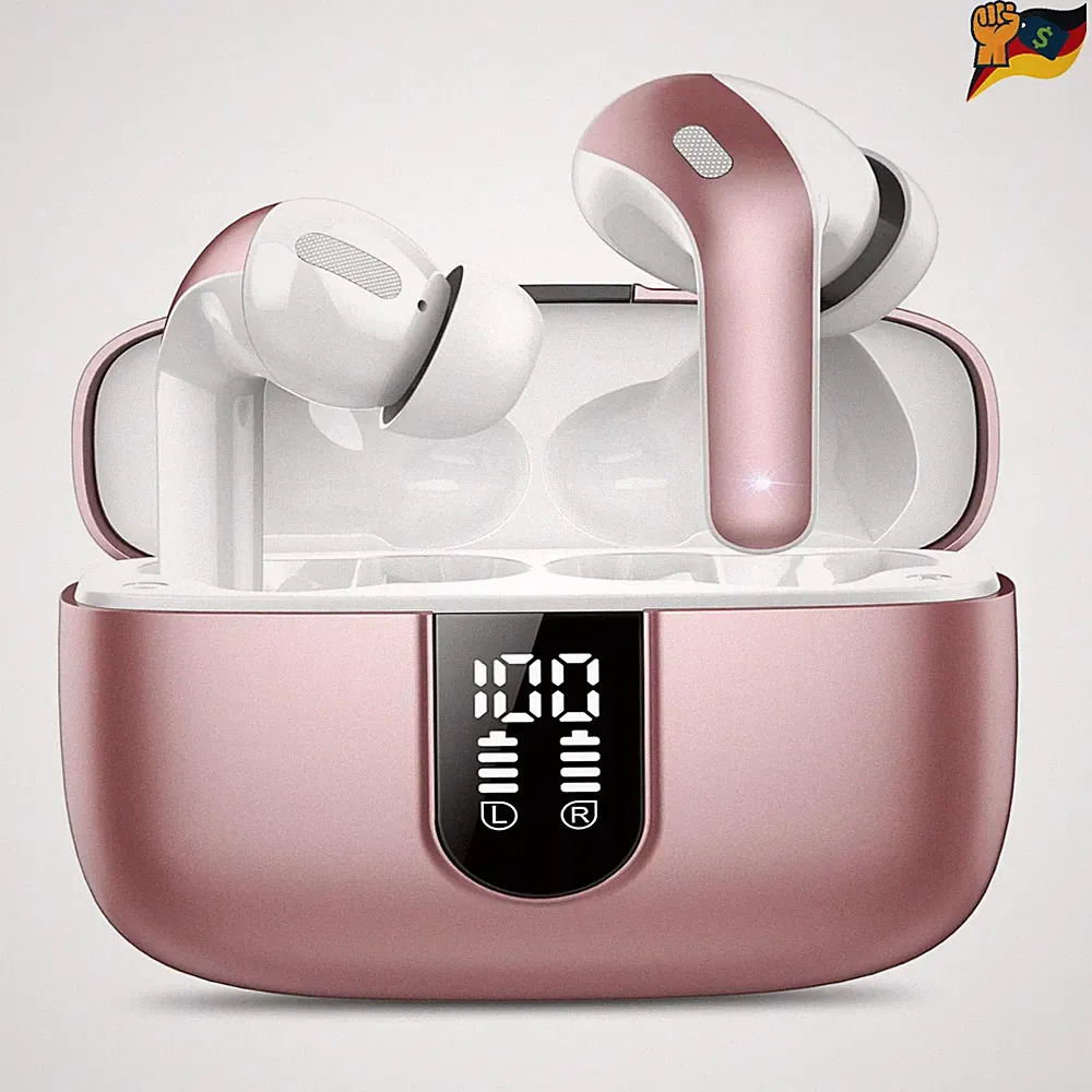 Bluetooth Kopfhörer In Ear Kabellos 50H Bass 4 Mic Roségold