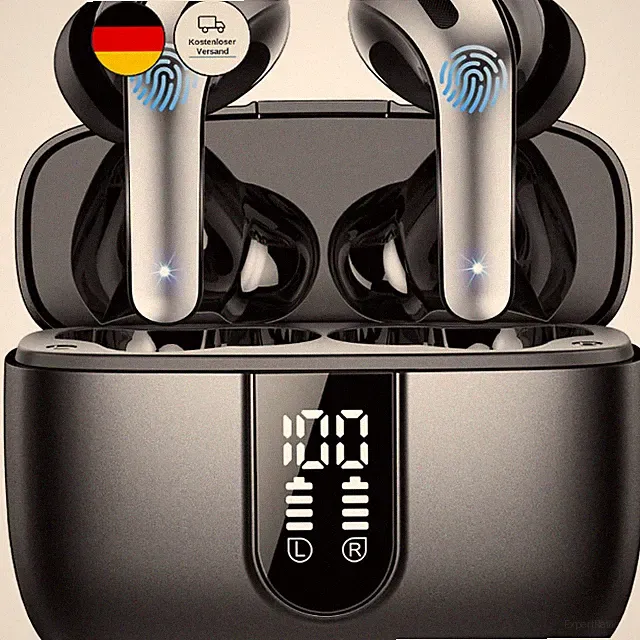 Bluetooth Kopfhörer In Ear Kabellos 50h Spielzeit Schwarz mit Noise Cancelling