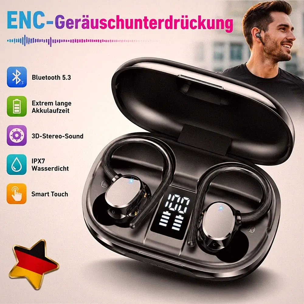 Bluetooth Kopfhörer In-Ear Kabellos Noise Cancel Stunden Spielzeit Stereo-Sound