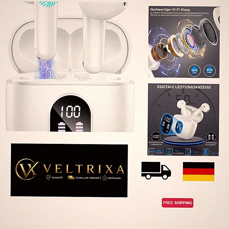 Bluetooth Kopfhörer In Ear mit 4 Mic, 50H Akku, Weiß, ENC Noise Cancelling, IP7
