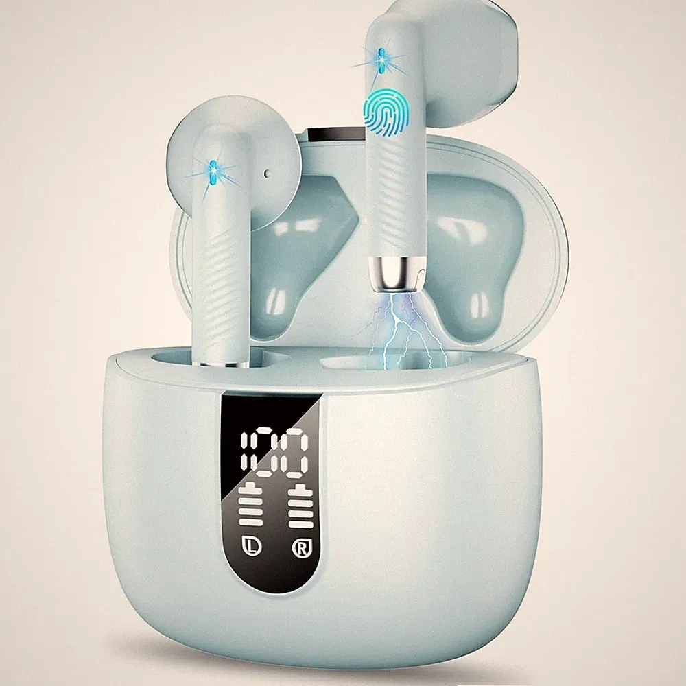 Bluetooth Kopfhörer In Ear mit 4 Mikrofonen 48 Stunden Laufzeit LED Anzeige