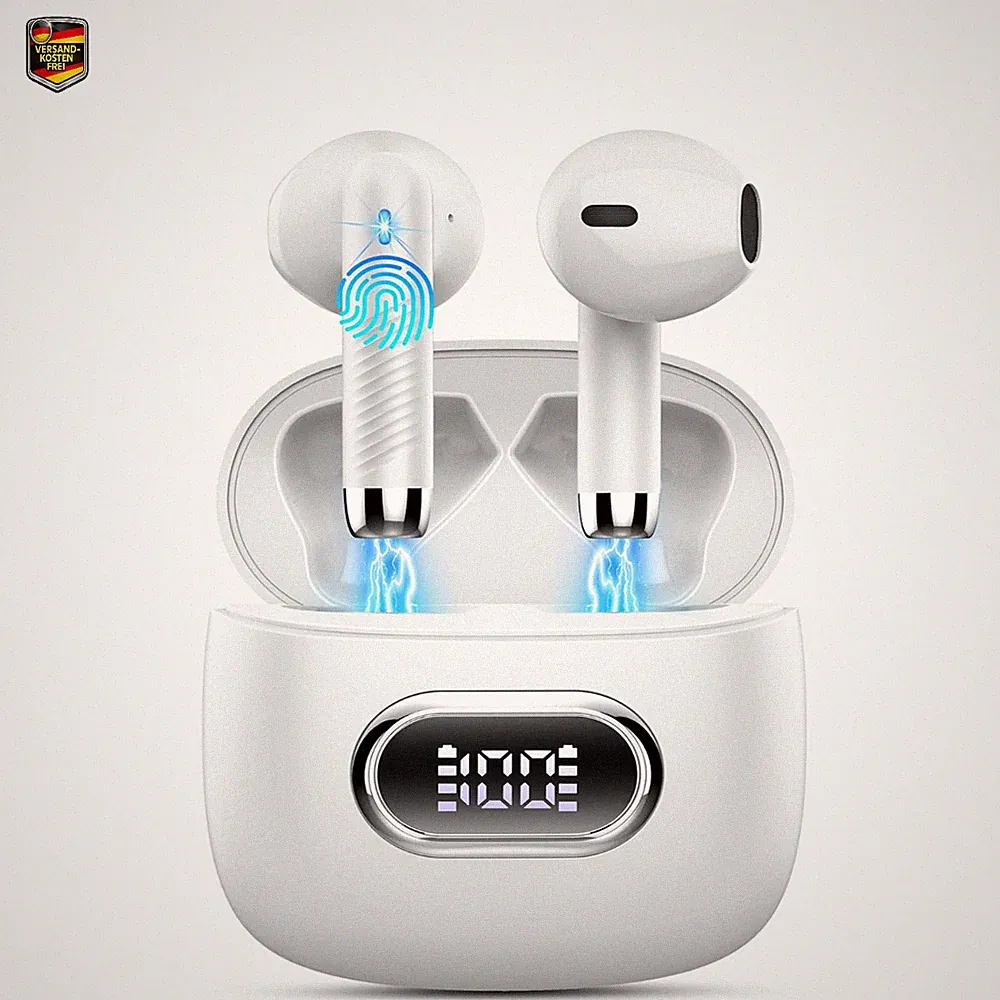 Bluetooth Kopfhörer, In-Ear Ohrhörer mit 4 Mikrofonen, IP7 Wass