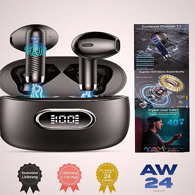 Bluetooth Kopfhörer J52 kabellos 5.3 mit 4 HD Mikrofonen, 42 Std Spielzeit, IP7
