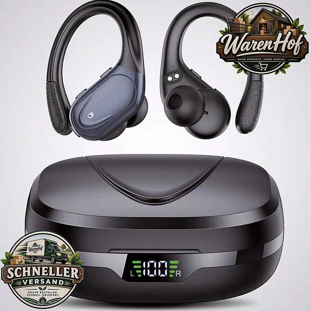 Bluetooth Kopfhörer Kabellos 60 Std In Ear IPX7 Wasserdicht Schwarz Sport