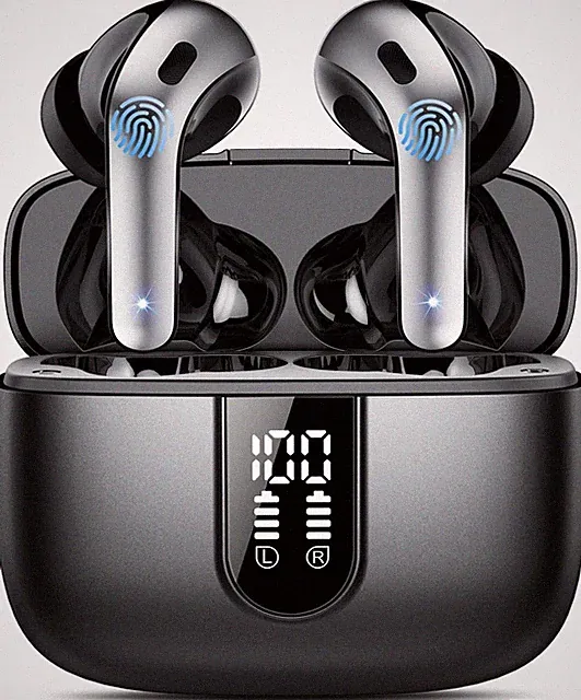 Bluetooth Kopfhörer Kabellos In Ear 50h Spielzeit Schwarz, Noise Cancelling