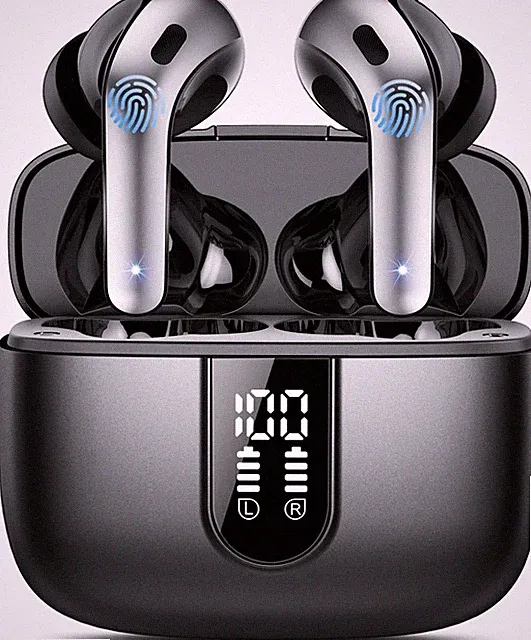 Bluetooth Kopfhörer Kabellos Schwarz mit 50H Spielzeit und Tiefen Bass IKT, IPX7
