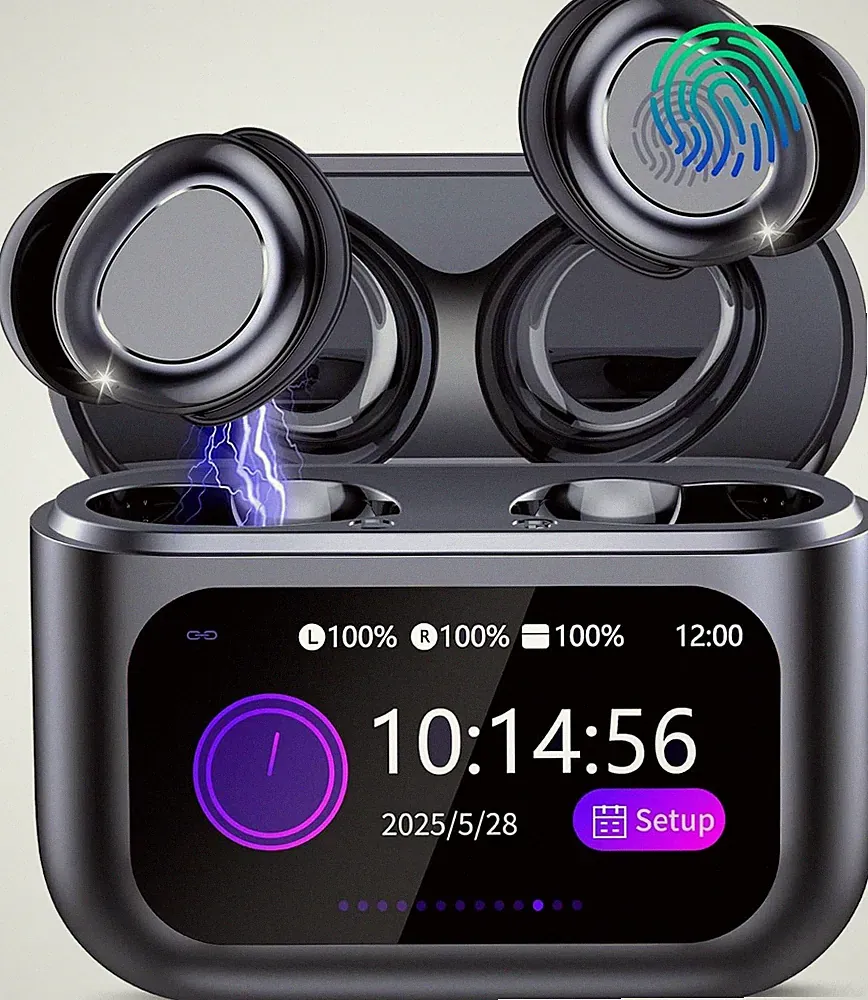 Bluetooth Kopfhörer Kabellos Touchscreen in Ear Kopfhörer mit LED Anzeige Sport