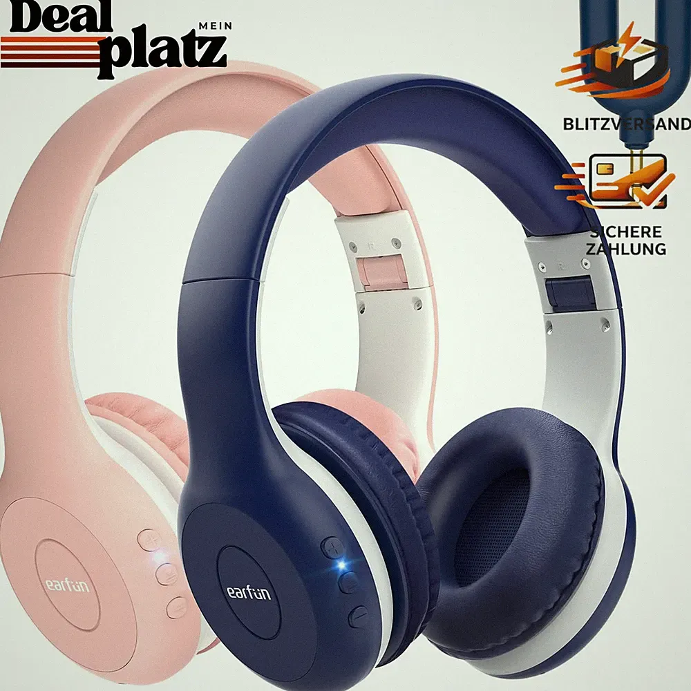 Bluetooth Kopfhörer Kinder Lautstärkebegrenzung Kabel Blau Geschenk