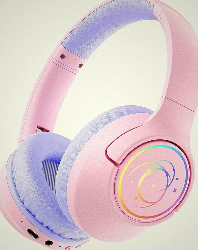 Bluetooth Kopfhörer Kinder LED 85H Spielzeit für Reisen Tablet Rosa