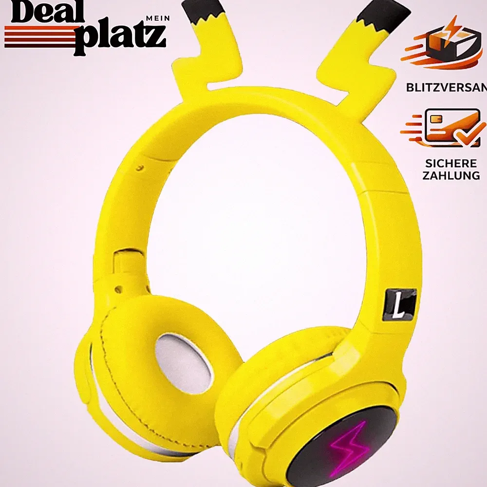 Bluetooth Kopfhörer Kinder Over Ear Gelb Faltbar mit Mikrofon für Handy Tablet
