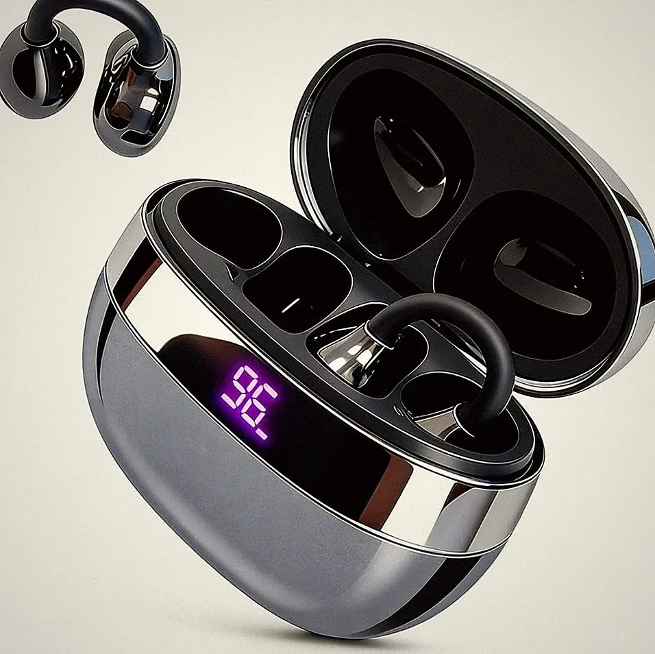 Bluetooth Kopfhörer Open-Ear Wireless 60 Std Akkulaufzeit Sport Büro Schwarz