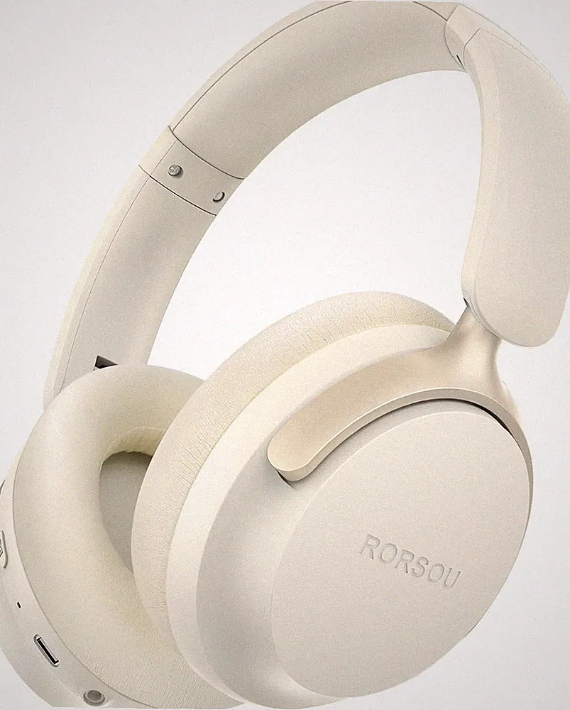 Bluetooth Kopfhörer Over-Ear 50 Std Laufzeit Deep Bass HiFi Stereo Beige-Weiß