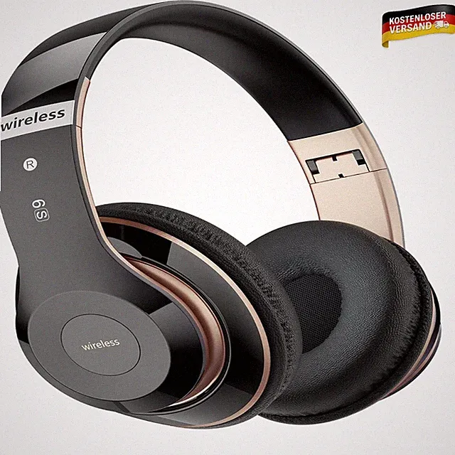Bluetooth Kopfhörer Over-Ear 65 Std Akku 6 EQ Modi HD Mikrofon FM SD/TF schwarz