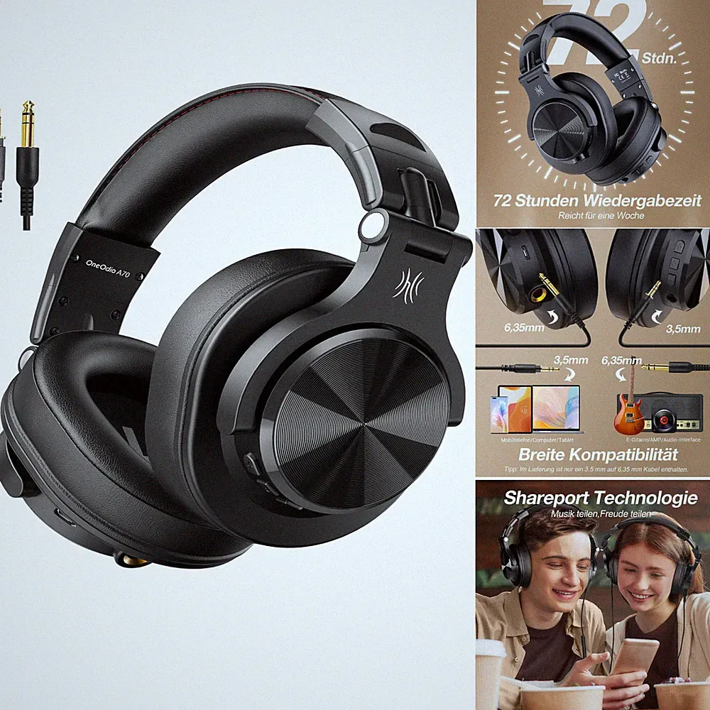 Bluetooth Kopfhörer Over Ear 72 Std HiFi Stereo Kabellos 6