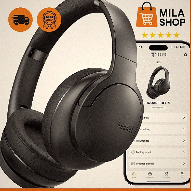 Bluetooth Kopfhoerer Over Ear 90 Std Akku EQ App Steuerung kabellos HiFi