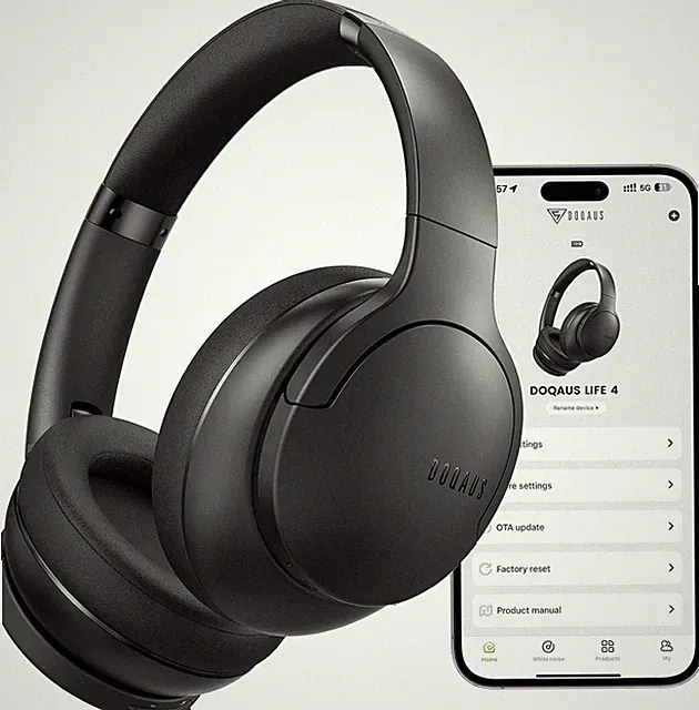 Bluetooth Kopfhoerer Over Ear 90 Std Akku EQ App Steuerung kabellos HiFi