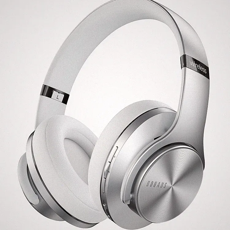 Bluetooth Kopfhörer Over Ear 90 Std HiFi Stereo Faltbar mit Mikrofon Silber