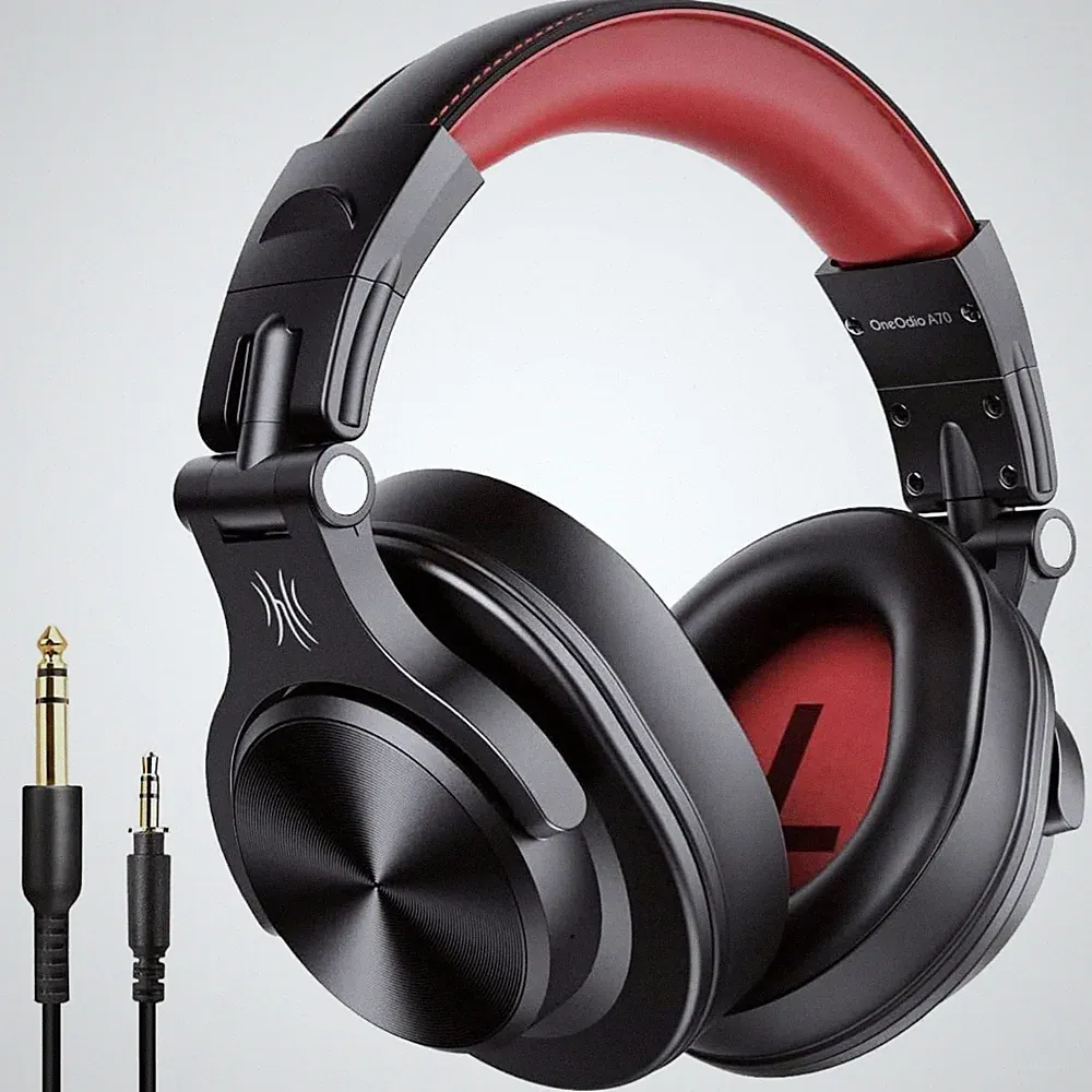 Bluetooth Kopfhörer Over Ear HiFi Stereo DJ Studio Kabellos 72 Std Rot