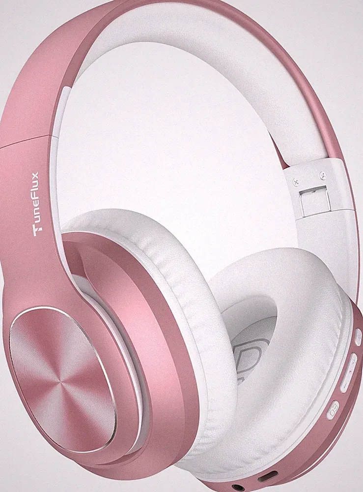 Bluetooth Kopfhörer Over Ear Kabellos 80 Std Akkulaufzeit HiFi Stereo Rosa Gold