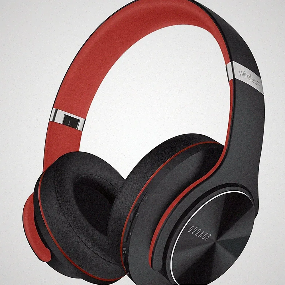 Bluetooth Kopfhörer Over Ear Kabellos 90h Akku App Steuerung Schwarz Rot