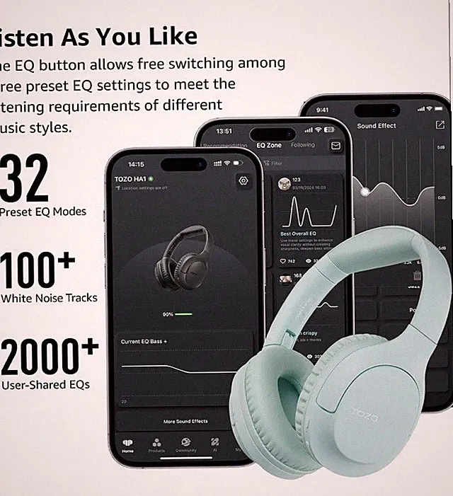 Bluetooth Kopfhörer Over Ear mit kraftvollem Bass, kabellose Kopfhörer mit 70H