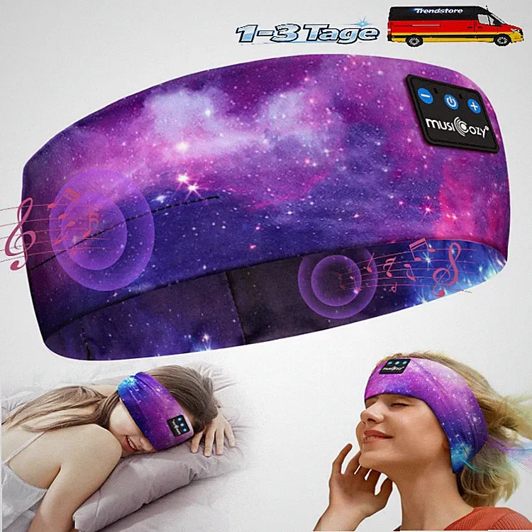 Bluetooth Kopfhörer Schlafmaske 16 STD Stirnband Kabellos für Yoga Training Re