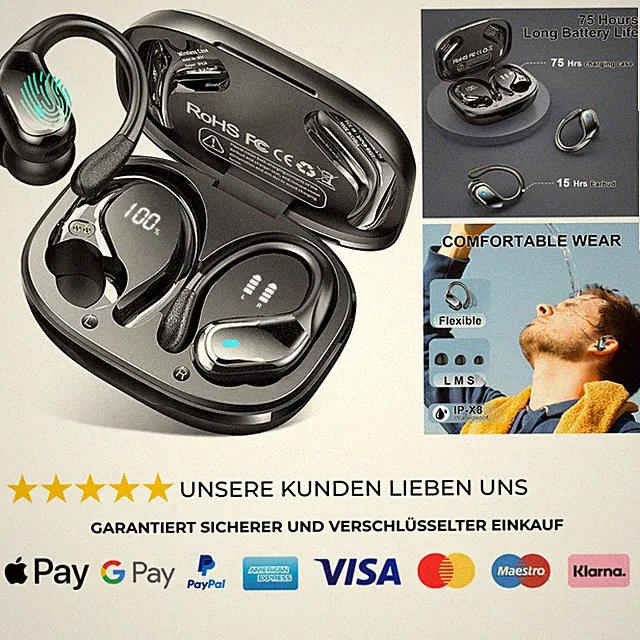 Bluetooth Kopfhörer Sport 75Std 2026 4 ENC Mikrofon IP-X8