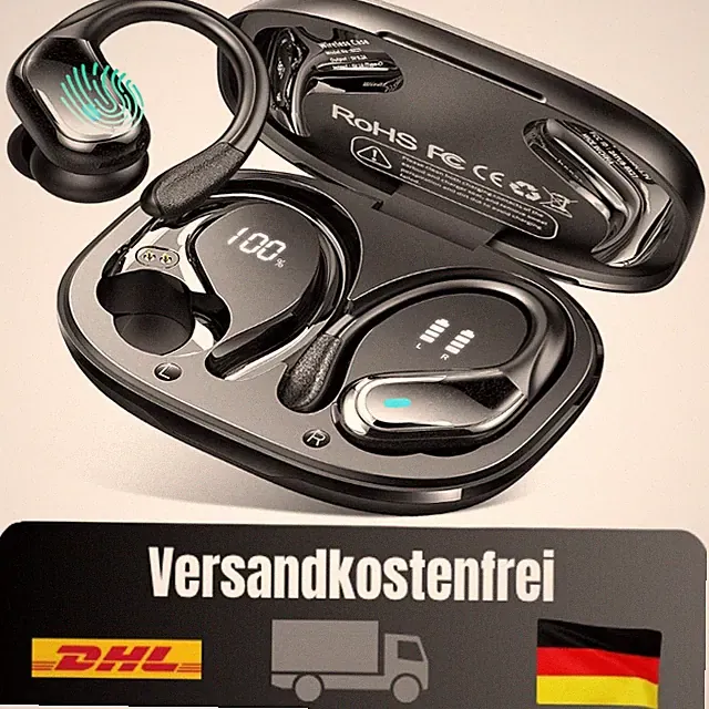 Bluetooth Kopfhörer Sport 75Std IP-X8 Wasserdicht 4 ENC Mikrofon