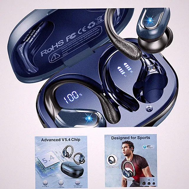 Bluetooth Kopfhörer Sport 75Std Wasserdicht 4 Mikrofone HiFi Stereo