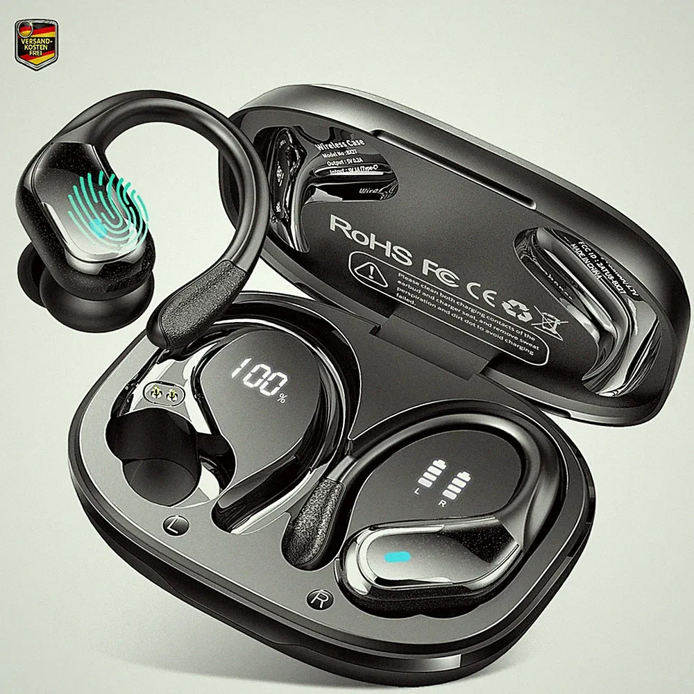 Bluetooth Kopfhörer Sport 75Std Wasserdicht 4 Mikrofone HiFi Stereo