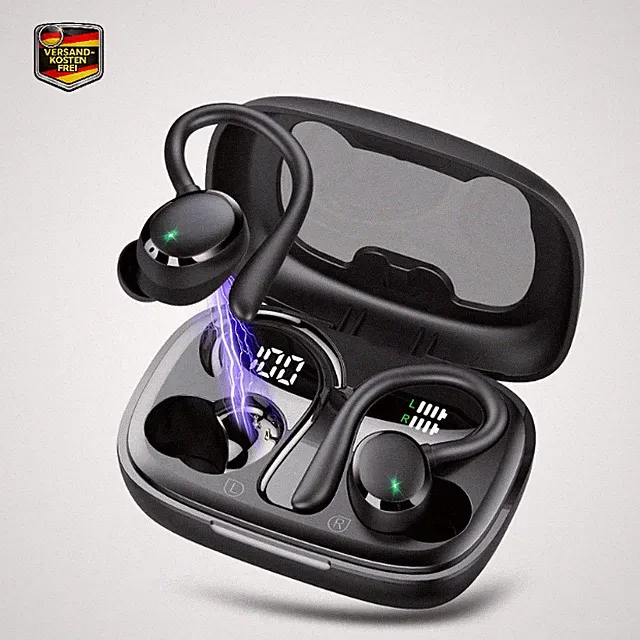 Bluetooth Kopfhörer Sport A12, Kabellos mit 72 Std Akku, 4 ENC, , Schwarz