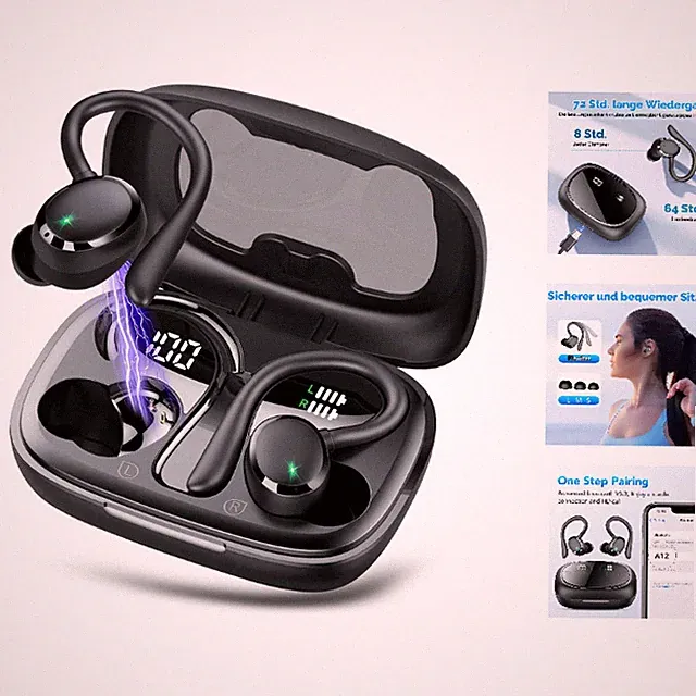 Bluetooth Kopfhörer Sport A12, Kabellose In Ear Kopfhörer mit 72 Std Akku