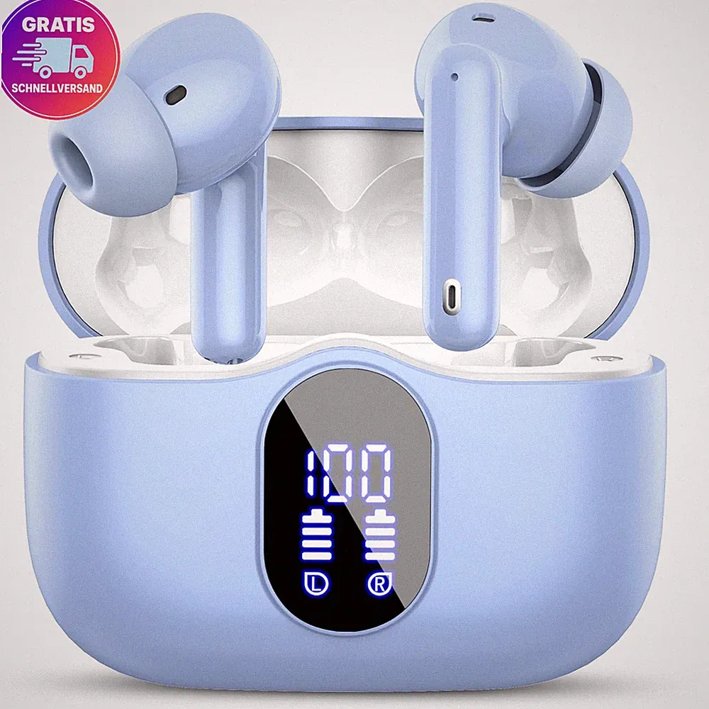 Bluetooth Kopfhörer Sport In Ear 40 Std Spielzeit LED Anzeige ENC Mikrofon