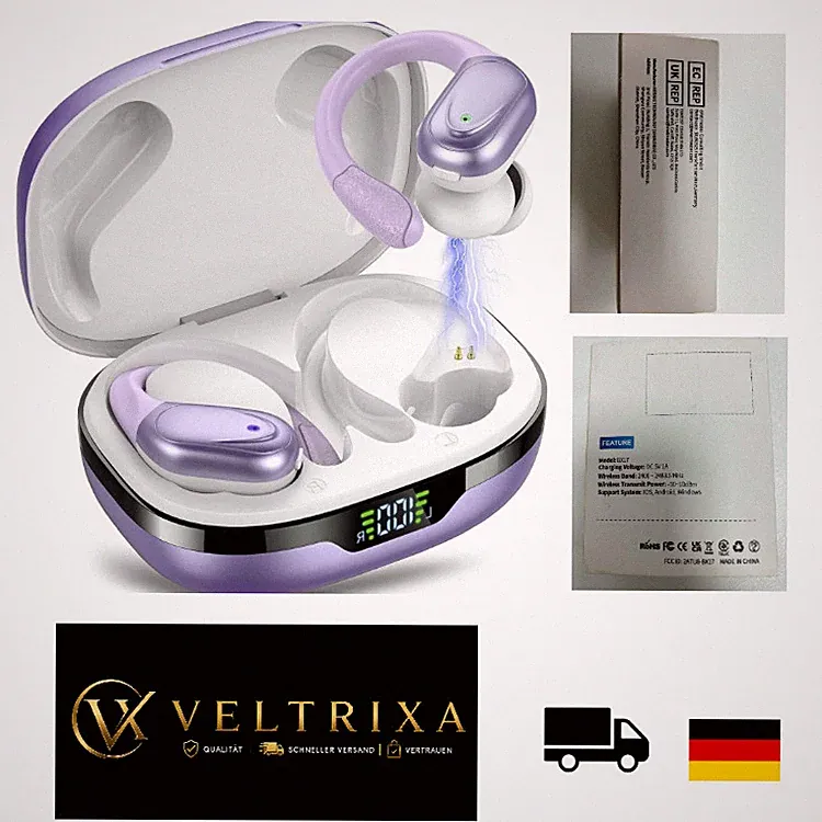 Bluetooth Kopfhörer Sport In Ear, 60 Std Kabellose Kopfhörer Weiß Violett, mit 4