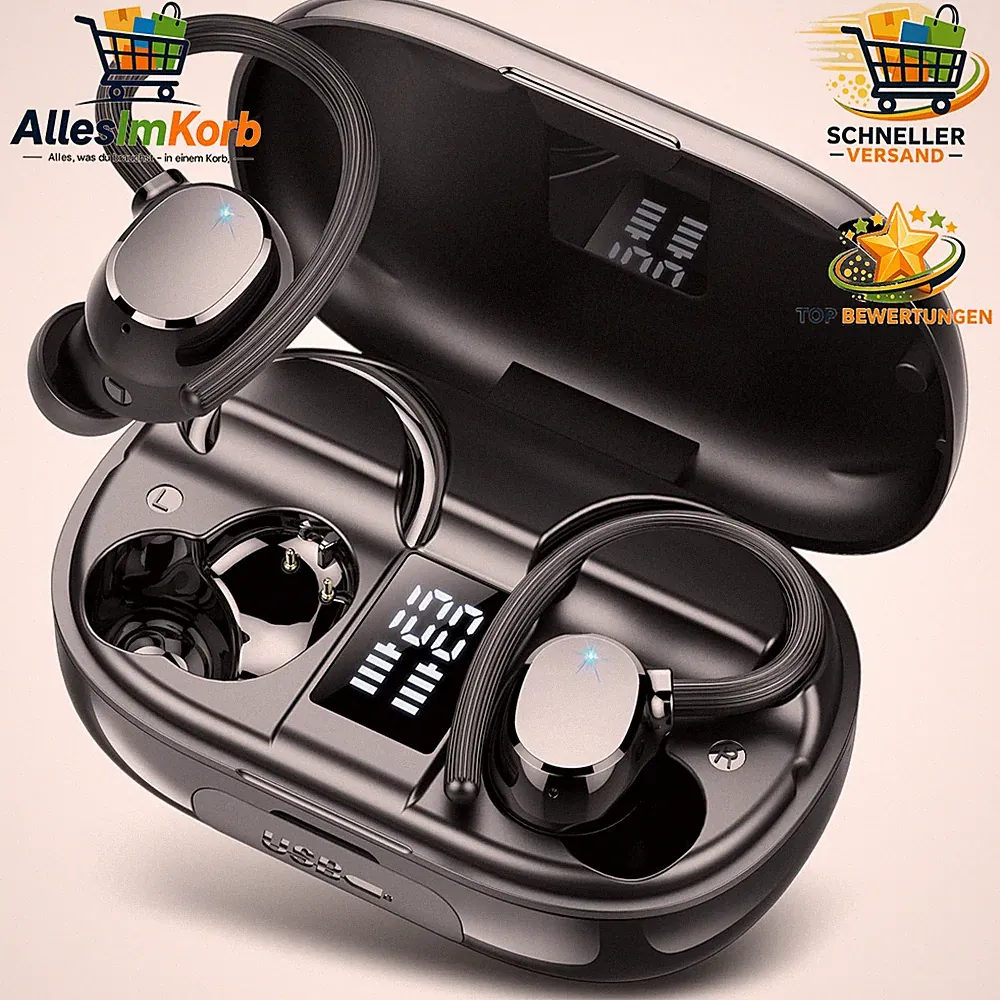Bluetooth Kopfhörer Sport In Ear Kabellos 5.3 IP7 Wasserdicht 128 Std Spielzeit