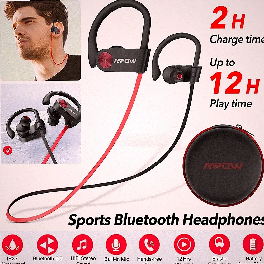 Bluetooth Kopfhörer,Sport Kabellos IPX7 Wasserdicht Ohrhörer In Ear Kopfhörer