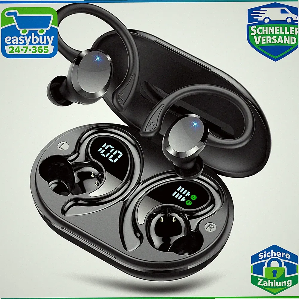 Bluetooth Kopfhörer Sport, Kabellos mit Noise Cancelling, 68Std Hi-Fi Stereo