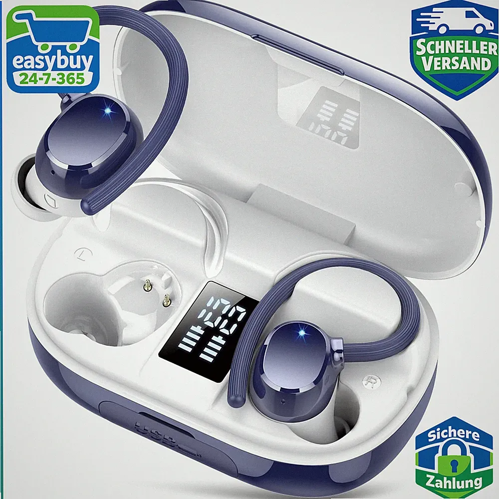 Bluetooth Kopfhörer Sport, Kabellos, Noise Cancelling, IPX7 Wasserdicht, In