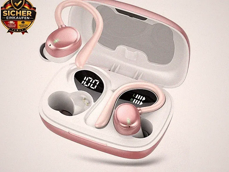 Bluetooth Kopfhörer Sport, Kopfhörer Kabellos Bluetooth 5.3 mit HD Mic, In Ear K